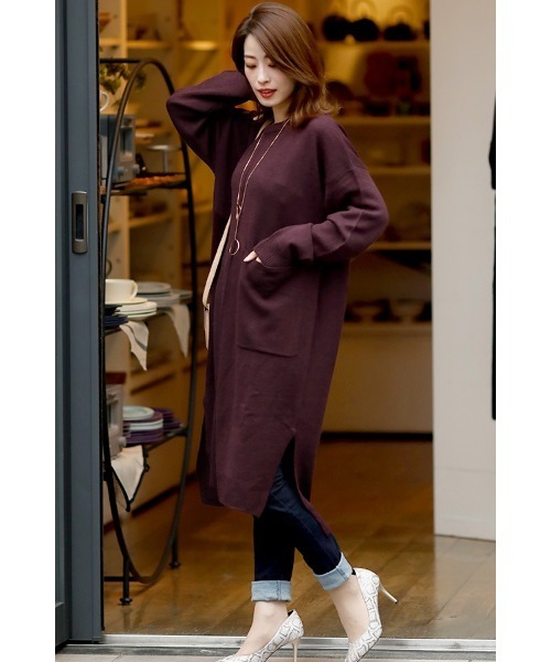 スリットロングニットワンピース（ワンピース）｜ElegChic（エレグシック）