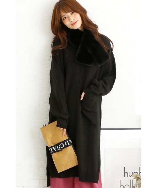 スリットロングニットワンピース（ワンピース）｜ElegChic（エレグシック）