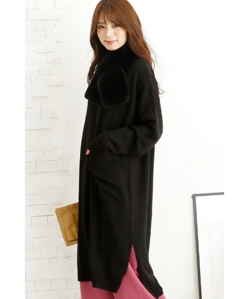 スリットロングニットワンピース（ワンピース）｜ElegChic（エレグシック）