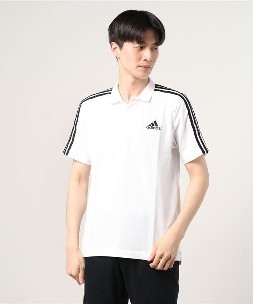 adidas（アディダス）の「AEROREADY エッセンシャルズ ピケ エンブロイダード スモールロゴ 3ストライプスポロシャツ [AEROREADY Essentials Pique Embroidered Small Logo 3-Stripes Polo Shirt] アディダス（ポロシャツ・メンズ・ブラック×ホワイト/ダークネイビー/ホワイト×ブラック・SMALL/X-SMALL/XX-LARGE/LARGE/MEDIUM/X-LARGE/XXX-LARGE）」の11枚目の写真