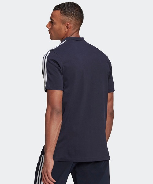 adidas（アディダス）の「AEROREADY エッセンシャルズ ピケ エンブロイダード スモールロゴ 3ストライプスポロシャツ [AEROREADY Essentials Pique Embroidered Small Logo 3-Stripes Polo Shirt] アディダス（ポロシャツ・メンズ・ブラック×ホワイト/ダークネイビー/ホワイト×ブラック・SMALL/X-SMALL/XX-LARGE/LARGE/MEDIUM/X-LARGE/XXX-LARGE）」の14枚目の写真