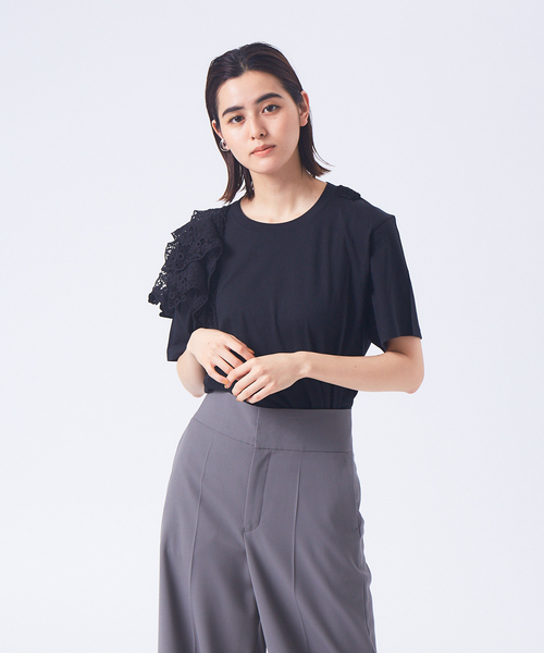 qualite(カリテ)の「【boussole×qualite】ショルダーレースTシャツ(オーバーサイズ)(Tシャツ/カットソー・レディース・ホワイト/ブラック・フリー)」の12枚目の写真