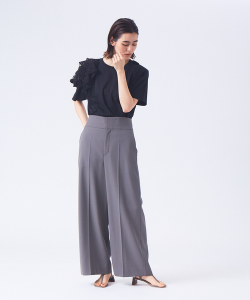 qualite(カリテ)の「【boussole×qualite】ショルダーレースTシャツ(オーバーサイズ)(Tシャツ/カットソー・レディース・ホワイト/ブラック・フリー)」の16枚目の写真