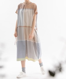 nop de nod | Pommeリネンコットンパネルチェック2wayボトルネックワンピース(ワンピース)