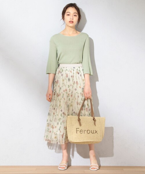 Feroux(フェルゥ)の「【洗える】バックシャン ニット(ニット/セーター・レディース・黄土色系/ライトグリーン系/アイボリー系/ブラック系・2)」の8枚目の写真