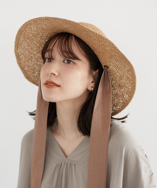 Green　Parks（グリーンパークス）の「・リボンつきハット＊（ハット・レディース・ベージュ/キャメル・FREE）」の2枚目の写真