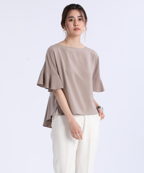 INED CLARO（イネドクラロ）の「【WEB限定】《INED CLARO》フレアスリーブブラウス（シャツ/ブラウス・レディース・サンドグレー/グリーン系その他/パープル/ホワイト/ブラック・9号/7号）」の4枚目の写真