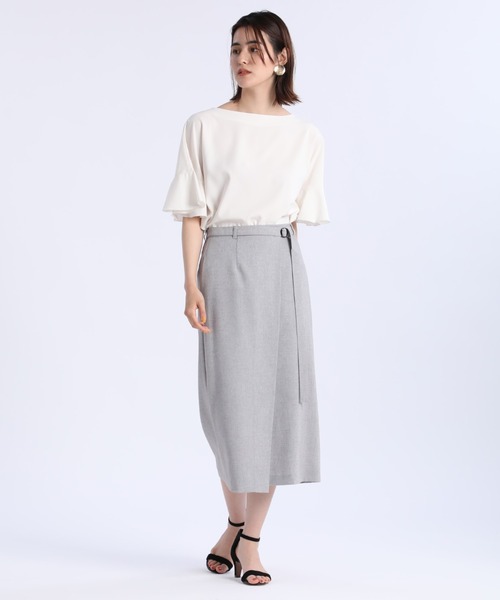 INED CLARO（イネドクラロ）の「【WEB限定】《INED CLARO》フレアスリーブブラウス（シャツ/ブラウス・レディース・サンドグレー/グリーン系その他/パープル/ホワイト/ブラック・9号/7号）」の16枚目の写真