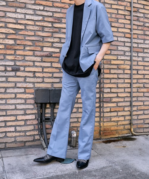 PUBLUX（パブリュクス）の「【PUBLUX/パブリュクス×ベルエポック】セットアップ ショートスリーブテーラードジャケット&センタープレスフレアスラックス（セットアップ・メンズ・ブラック/ブラウン/ブルー・SMALL/MEDIUM/LARGE）」の3枚目の写真