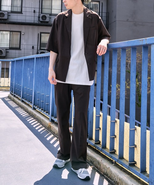 PUBLUX（パブリュクス）の「【PUBLUX/パブリュクス×ベルエポック】セットアップ ショートスリーブテーラードジャケット&センタープレスフレアスラックス（セットアップ・メンズ・ブラック/ブラウン/ブルー・SMALL/MEDIUM/LARGE）」の11枚目の写真