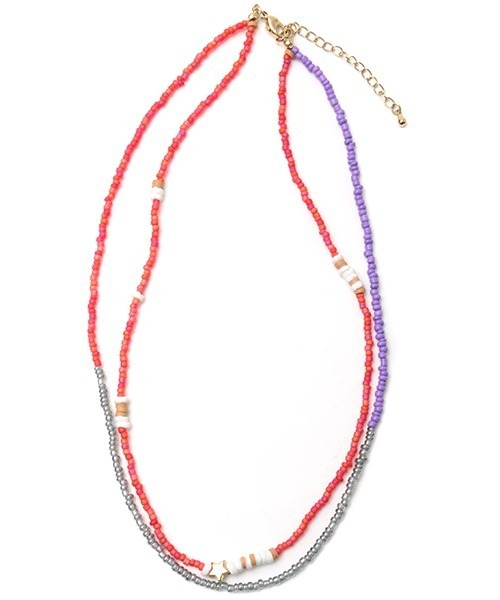 チチカカ（チチカカ）の「バイカラービーズ２連ネックレス（ネックレス・レディース・オレンジ/ピンク/グレー・FREE）」の7枚目の写真