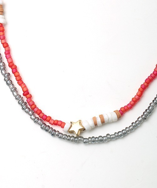 チチカカ（チチカカ）の「バイカラービーズ２連ネックレス（ネックレス・レディース・オレンジ/ピンク/グレー・FREE）」の10枚目の写真