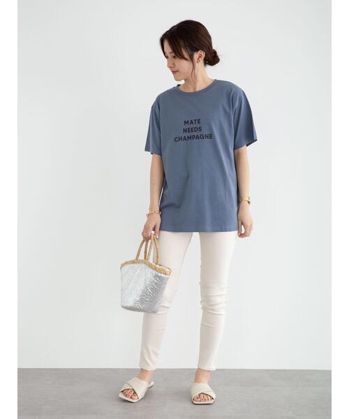 Green　Parks（グリーンパークス）の「ブロックロゴTシャツ＊（Tシャツ/カットソー・レディース・ライトグレー/ブラック/オフホワイト/ブルー・FREE）」の6枚目の写真