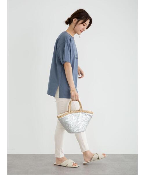 Green　Parks（グリーンパークス）の「ブロックロゴTシャツ＊（Tシャツ/カットソー・レディース・ライトグレー/ブラック/オフホワイト/ブルー・FREE）」の7枚目の写真