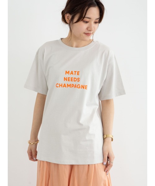 Green　Parks（グリーンパークス）の「ブロックロゴTシャツ＊（Tシャツ/カットソー・レディース・ライトグレー/ブラック/オフホワイト/ブルー・FREE）」の3枚目の写真