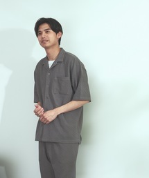 【BLUE STANDARD】速乾 制菌 防臭 快適 シワになりづらいイージーケア ドライワッフルオープンカラー半袖シャツ セットアップ対応アイテム