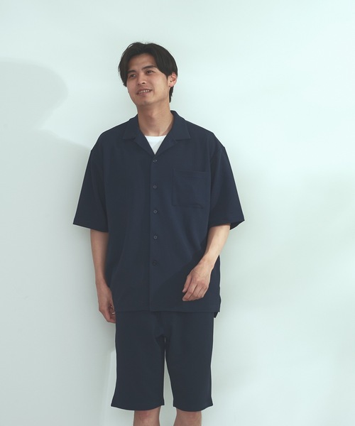 Blue Standard (ブルースタンダード)の「【BLUE STANDARD】速乾 制菌 防臭 快適 シワになりづらいイージーケア ドライワッフルオープンカラー半袖シャツ セットアップ対応アイテム(シャツ/ブラウス・メンズ・ホワイト/ブルー系その他/杢グレー/ネイビー・X-LARGE/LARGE/MEDIUM)」の1枚目の写真