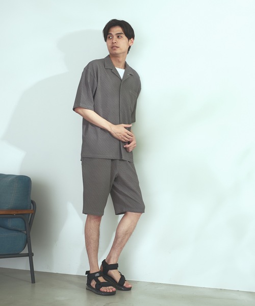 Blue Standard (ブルースタンダード)の「【BLUE STANDARD】速乾 制菌 防臭 快適 シワになりづらいイージーケア ドライワッフルオープンカラー半袖シャツ セットアップ対応アイテム(シャツ/ブラウス・メンズ・ホワイト/ブルー系その他/杢グレー/ネイビー・X-LARGE/LARGE/MEDIUM)」の21枚目の写真