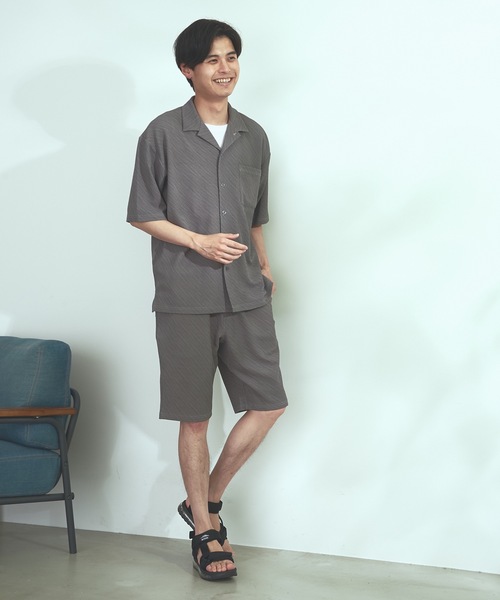 Blue Standard (ブルースタンダード)の「【BLUE STANDARD】速乾 制菌 防臭 快適 シワになりづらいイージーケア ドライワッフルオープンカラー半袖シャツ セットアップ対応アイテム(シャツ/ブラウス・メンズ・ホワイト/ブルー系その他/杢グレー/ネイビー・X-LARGE/LARGE/MEDIUM)」の20枚目の写真