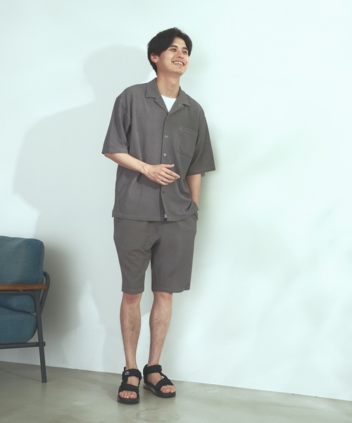 Blue Standard (ブルースタンダード)の「【BLUE STANDARD】速乾 制菌 防臭 快適 シワになりづらいイージーケア ドライワッフルオープンカラー半袖シャツ セットアップ対応アイテム(シャツ/ブラウス・メンズ・ホワイト/ブルー系その他/杢グレー/ネイビー・X-LARGE/LARGE/MEDIUM)」の19枚目の写真