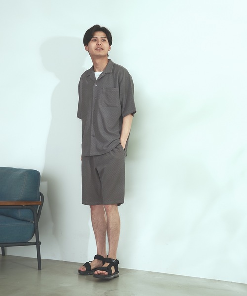Blue Standard (ブルースタンダード)の「【BLUE STANDARD】速乾 制菌 防臭 快適 シワになりづらいイージーケア ドライワッフルオープンカラー半袖シャツ セットアップ対応アイテム(シャツ/ブラウス・メンズ・ホワイト/ブルー系その他/杢グレー/ネイビー・X-LARGE/LARGE/MEDIUM)」の18枚目の写真