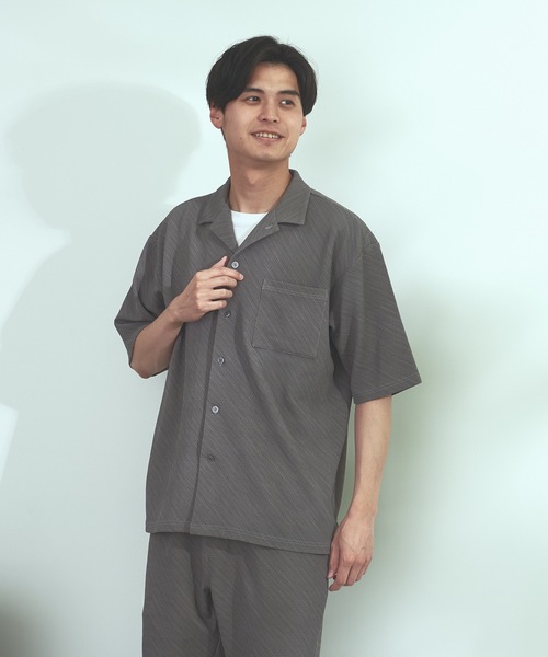 Blue Standard (ブルースタンダード)の「【BLUE STANDARD】速乾 制菌 防臭 快適 シワになりづらいイージーケア ドライワッフルオープンカラー半袖シャツ セットアップ対応アイテム(シャツ/ブラウス・メンズ・ホワイト/ブルー系その他/杢グレー/ネイビー・X-LARGE/LARGE/MEDIUM)」の14枚目の写真