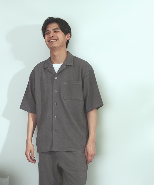 Blue Standard (ブルースタンダード)の「【BLUE STANDARD】速乾 制菌 防臭 快適 シワになりづらいイージーケア ドライワッフルオープンカラー半袖シャツ セットアップ対応アイテム(シャツ/ブラウス・メンズ・ホワイト/ブルー系その他/杢グレー/ネイビー・X-LARGE/LARGE/MEDIUM)」の12枚目の写真
