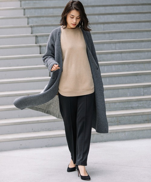 Munich(ミューニック)の「ハーフカーディガンスティッチニット グレンチェックドッキングコート(その他アウター・レディース・ブラック/グレー・FREE)」の17枚目の写真