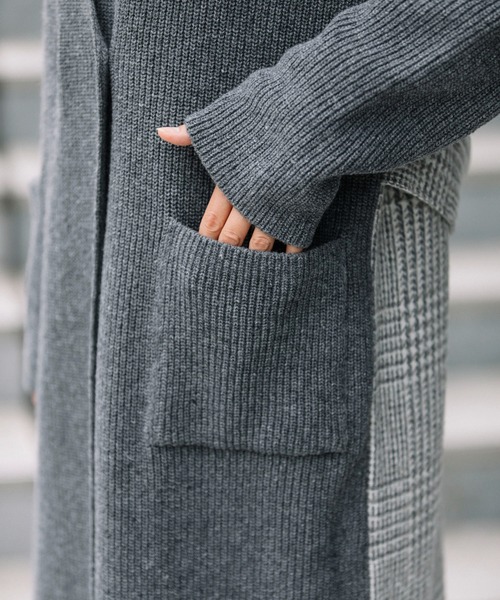 Munich(ミューニック)の「ハーフカーディガンスティッチニット グレンチェックドッキングコート(その他アウター・レディース・ブラック/グレー・FREE)」の22枚目の写真