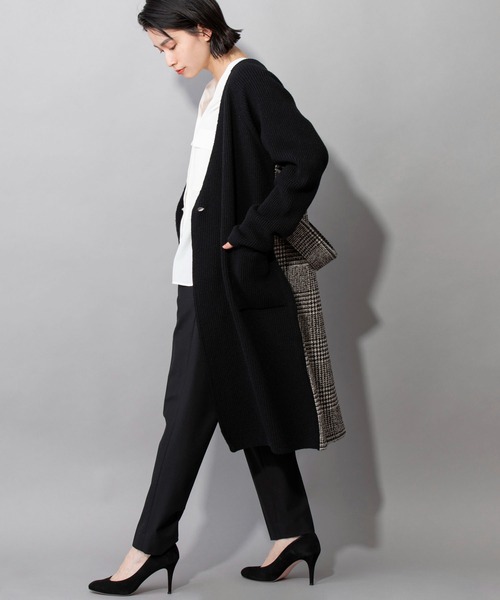 Munich(ミューニック)の「ハーフカーディガンスティッチニット グレンチェックドッキングコート(その他アウター・レディース・ブラック/グレー・FREE)」の15枚目の写真