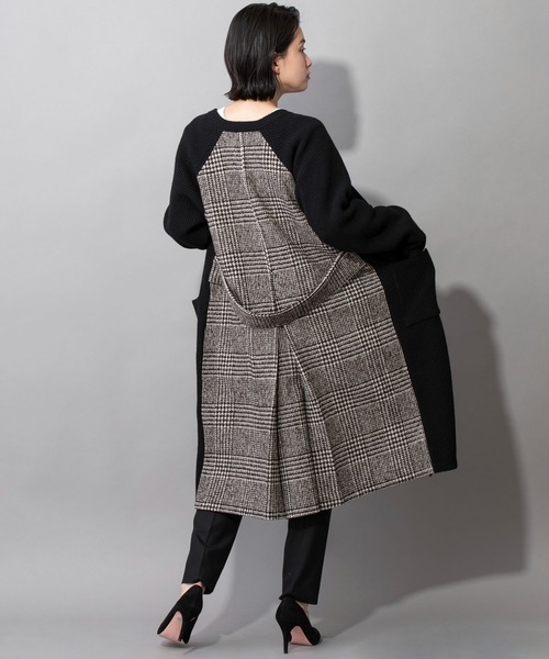 Munich(ミューニック)の「ハーフカーディガンスティッチニット グレンチェックドッキングコート(その他アウター・レディース・ブラック/グレー・FREE)」の19枚目の写真