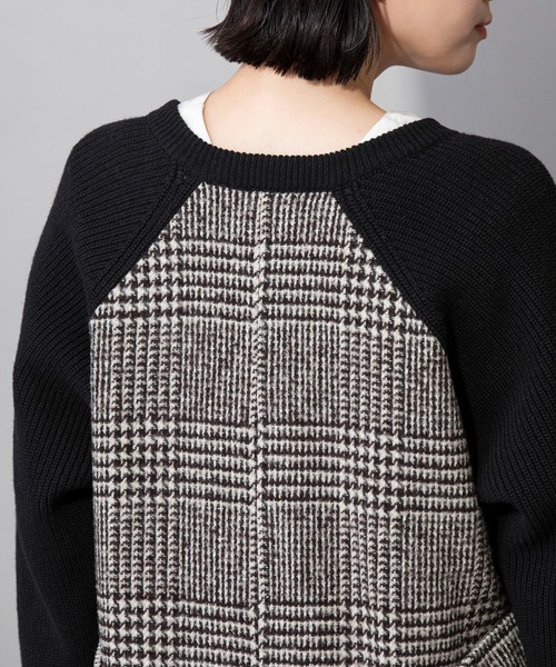 Munich(ミューニック)の「ハーフカーディガンスティッチニット グレンチェックドッキングコート(その他アウター・レディース・ブラック/グレー・FREE)」の20枚目の写真