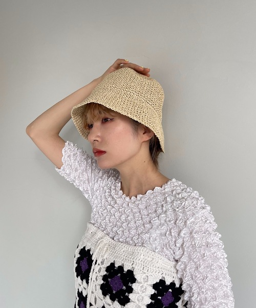 SANSeLF(サンセルフ)の「【SANSeLF】straw bucket hat sana21(ハット・レディース・ブラック/グリーン/ライトベージュ・FREE)」の3枚目の写真