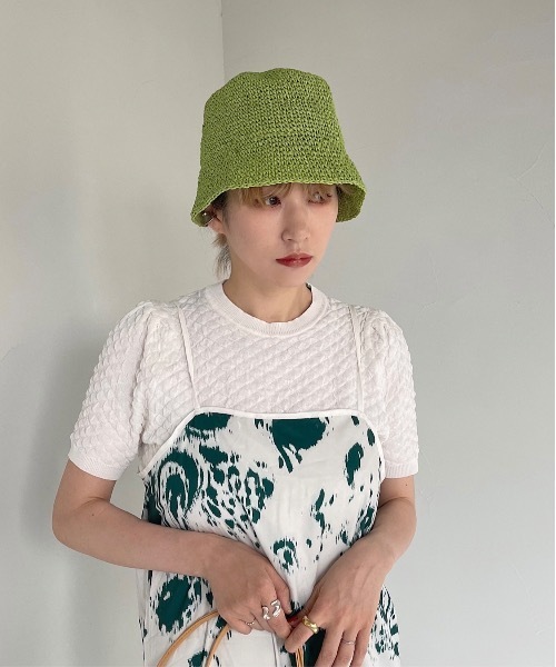 SANSeLF(サンセルフ)の「【SANSeLF】straw bucket hat sana21(ハット・レディース・ブラック/グリーン/ライトベージュ・FREE)」の1枚目の写真