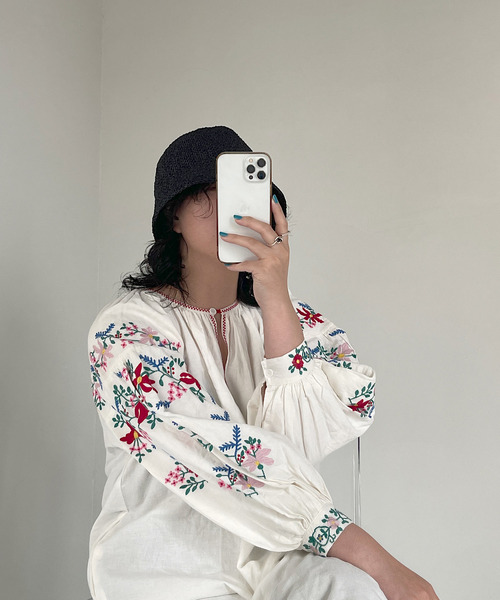 SANSeLF(サンセルフ)の「【SANSeLF】straw bucket hat sana21(ハット・レディース・ブラック/グリーン/ライトベージュ・FREE)」の2枚目の写真