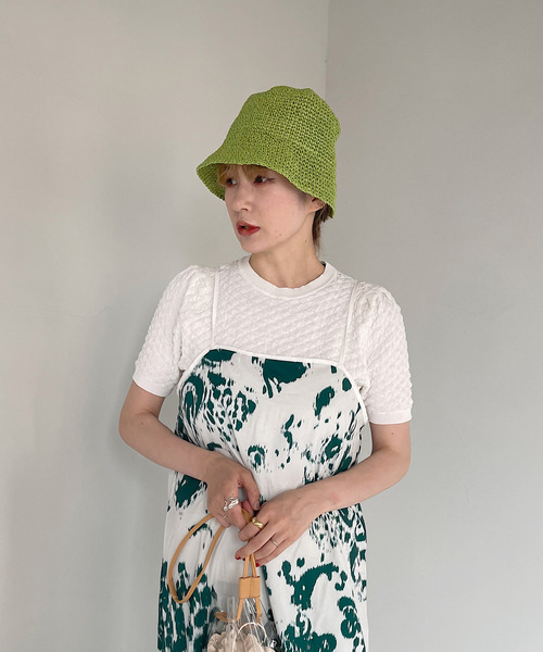SANSeLF(サンセルフ)の「【SANSeLF】straw bucket hat sana21(ハット・レディース・ブラック/グリーン/ライトベージュ・FREE)」の6枚目の写真