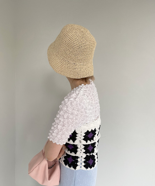 SANSeLF(サンセルフ)の「【SANSeLF】straw bucket hat sana21(ハット・レディース・ブラック/グリーン/ライトベージュ・FREE)」の13枚目の写真