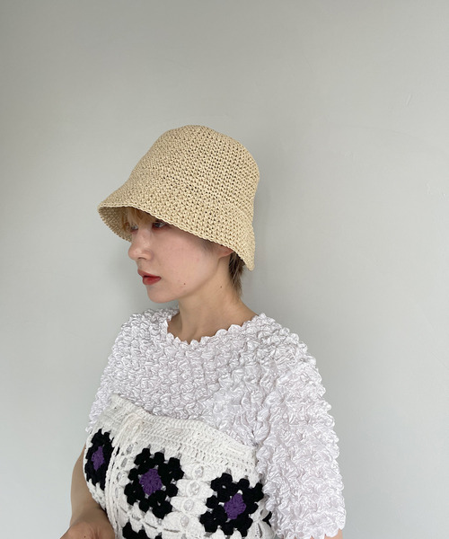 SANSeLF(サンセルフ)の「【SANSeLF】straw bucket hat sana21(ハット・レディース・ブラック/グリーン/ライトベージュ・FREE)」の5枚目の写真