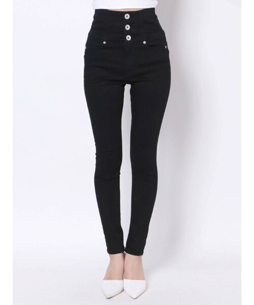 GYDA（ジェイダ）の「ハイウエストボタンカラースキニーパンツ（その他パンツ・レディース・ブラック/ベージュ・SMALL/MEDIUM/X-SMALL）」の12枚目の写真