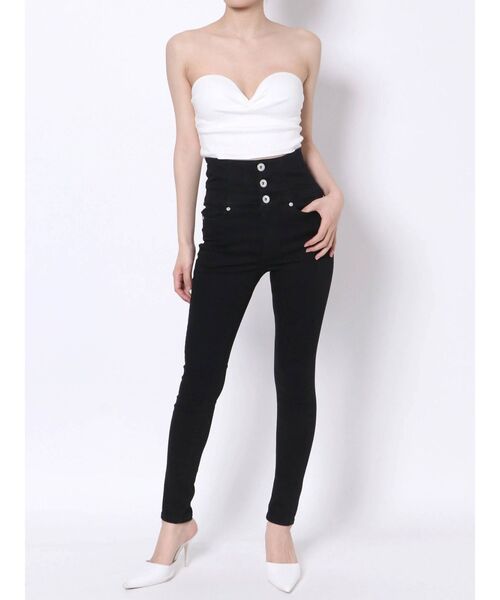 GYDA（ジェイダ）の「ハイウエストボタンカラースキニーパンツ（その他パンツ・レディース・ブラック/ベージュ・SMALL/MEDIUM/X-SMALL）」の5枚目の写真