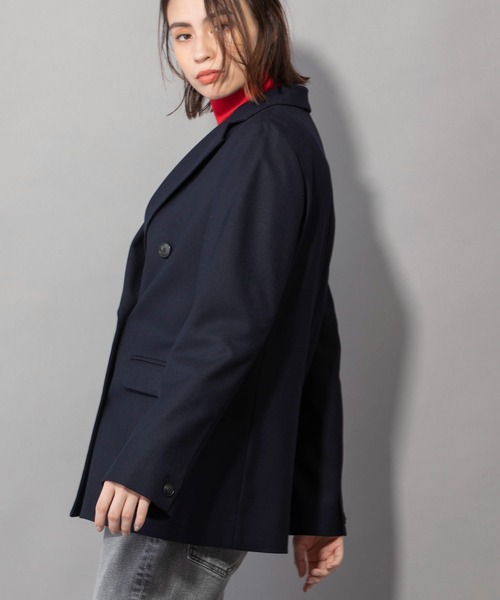 Munich（ミューニック）の「ウール×ヴィスコース2WAYツイル　ダブルテーラードジャケット（テーラードジャケット・レディース・ネイビー・FREE）」の11枚目の写真