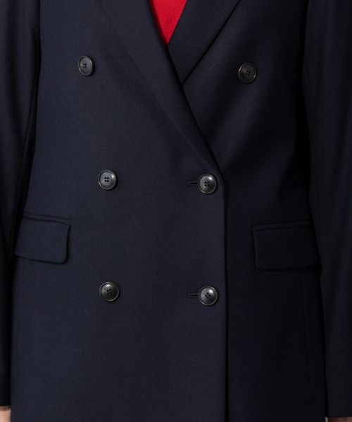 Munich（ミューニック）の「ウール×ヴィスコース2WAYツイル　ダブルテーラードジャケット（テーラードジャケット・レディース・ネイビー・FREE）」の15枚目の写真