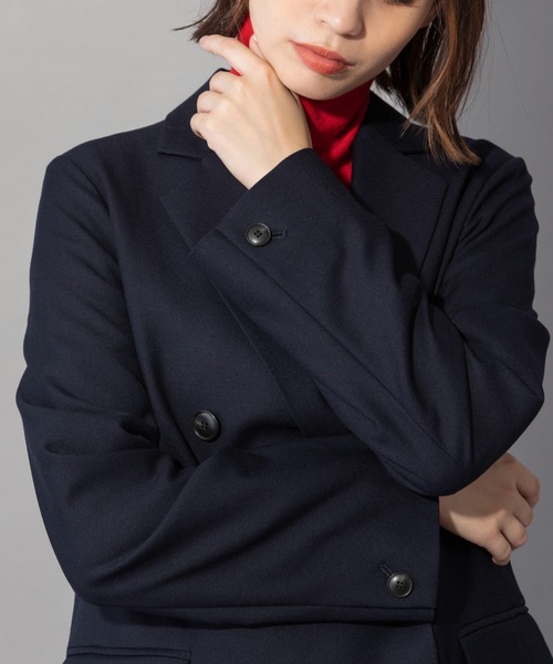 Munich（ミューニック）の「ウール×ヴィスコース2WAYツイル　ダブルテーラードジャケット（テーラードジャケット・レディース・ネイビー・FREE）」の14枚目の写真
