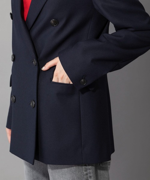 Munich（ミューニック）の「ウール×ヴィスコース2WAYツイル　ダブルテーラードジャケット（テーラードジャケット・レディース・ネイビー・FREE）」の16枚目の写真