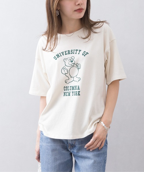 SpRay(スプレイ)の「アソートカレッジ Tシャツ(Tシャツ/カットソー・レディース・オフホワイト/アイボリー/スミクロ・FREE)」の1枚目の写真