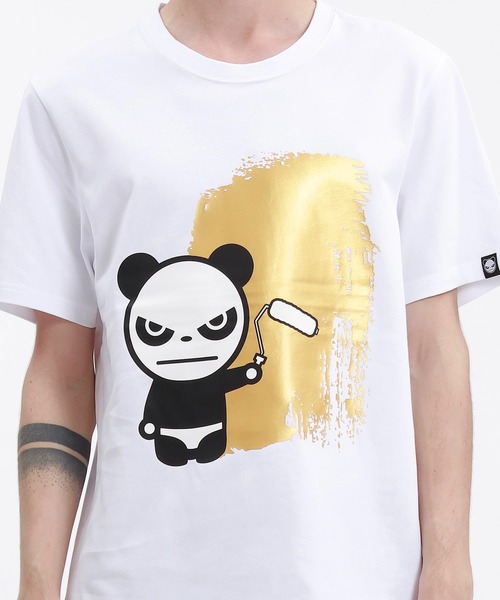 HIPANDA(ハイパンダ)の「HIPANDA ハイパンダ メンズ ゴールドペイントワーク プリント 半袖Tシャツ(Tシャツ/カットソー・メンズ・ブラック/ホワイト・LARGE/X-LARGE/MEDIUM/SMALL/XX-LARGE)」の8枚目の写真