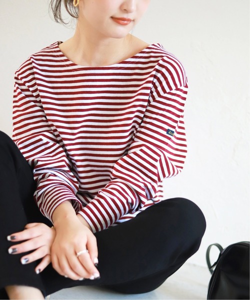 SLOBE IENA（スローブイエナ）の「【LE MINOR/ルミノア】SLOBE別注ボーダーカットソー【洗濯機洗い可】◆（Tシャツ/カットソー・レディース・ブラック/ネイビー/レッド・FREE）」の3枚目の写真