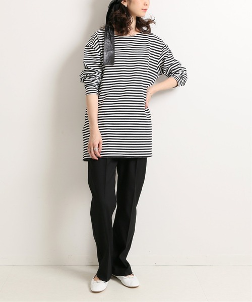 SLOBE IENA（スローブイエナ）の「【LE MINOR/ルミノア】SLOBE別注ボーダーカットソー【洗濯機洗い可】◆（Tシャツ/カットソー・レディース・ブラック/ネイビー/レッド・FREE）」の7枚目の写真