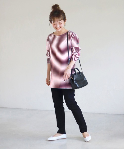 SLOBE IENA（スローブイエナ）の「【LE MINOR/ルミノア】SLOBE別注ボーダーカットソー【洗濯機洗い可】◆（Tシャツ/カットソー・レディース・ブラック/ネイビー/レッド・FREE）」の10枚目の写真