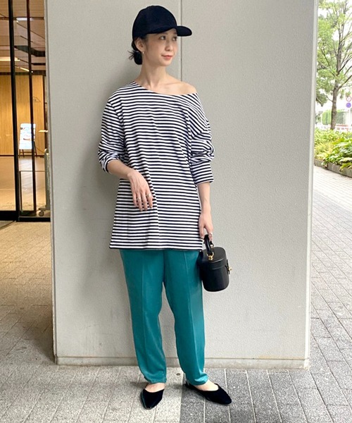 SLOBE IENA（スローブイエナ）の「【LE MINOR/ルミノア】SLOBE別注ボーダーカットソー【洗濯機洗い可】◆（Tシャツ/カットソー・レディース・ブラック/ネイビー/レッド・FREE）」の4枚目の写真